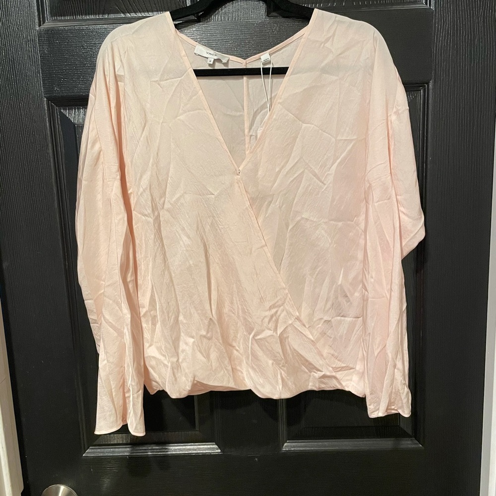 vince faux wrap blouse